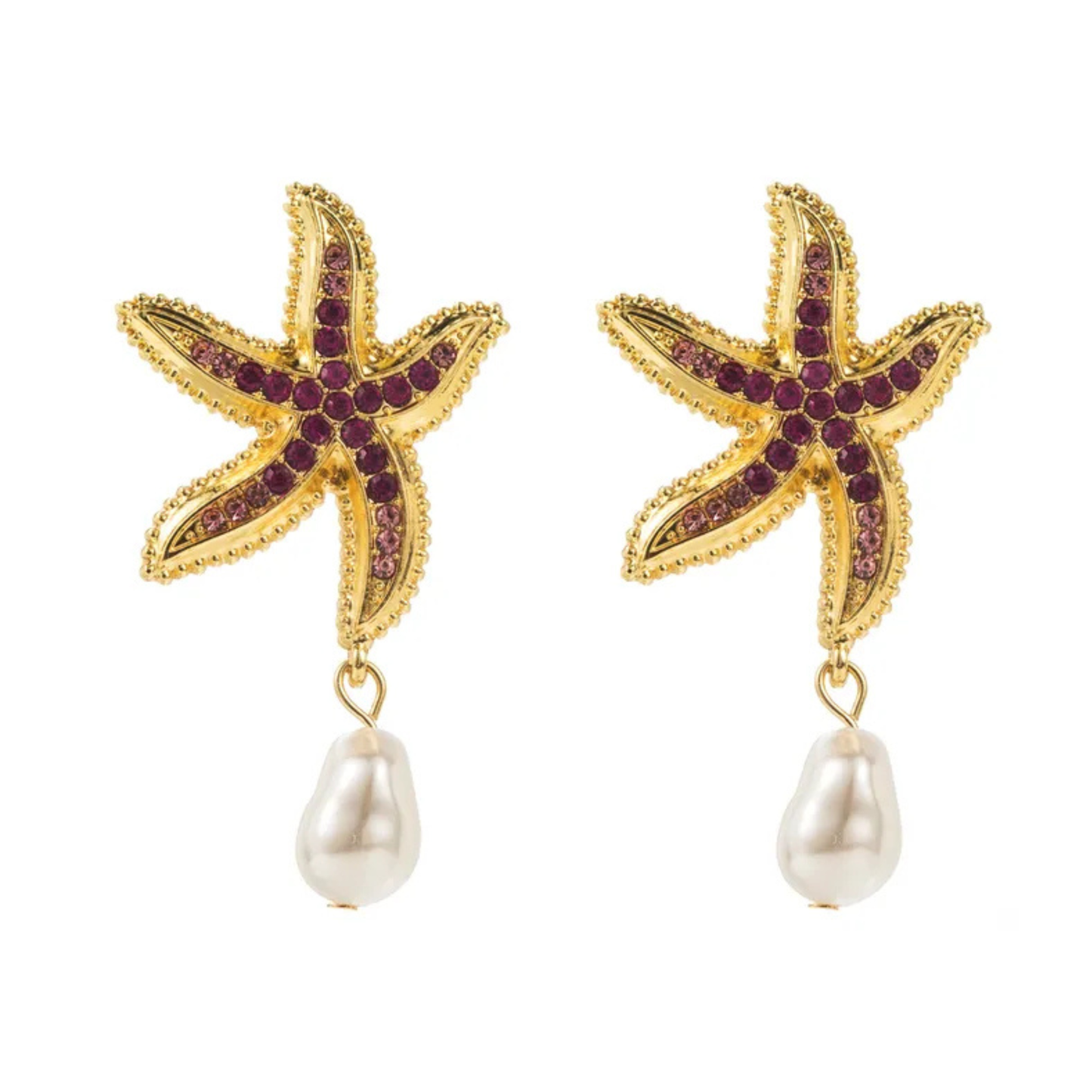 013 Aretes Estrella Ocean Roosmy Dorados ⭐✨ | Pendientes Gold Plated con Rhinestones Elegantes