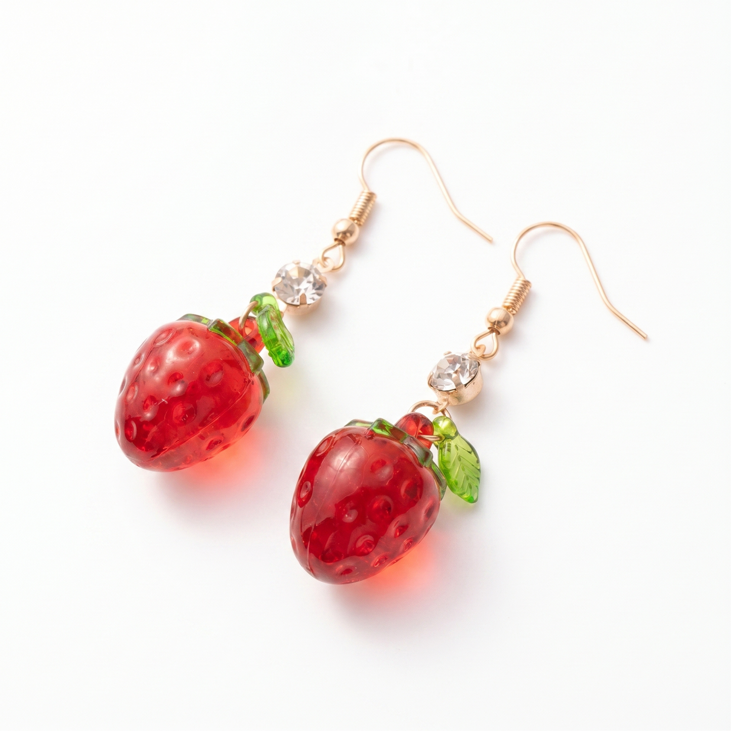 009 Aretes Fresa Roosmy Acrílicos 🍓✨ | Pendientes Creativos con Gancho de Hierro
