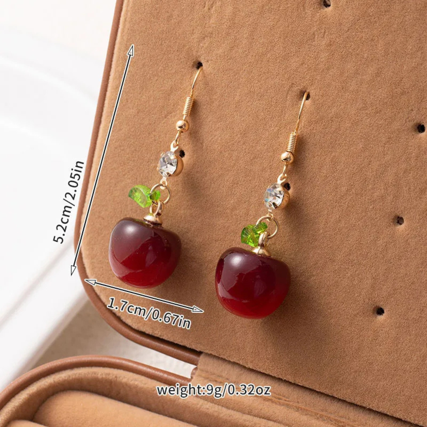 007 Aretes Manzana Roja Roosmy 🍎✨ | Pendientes Acrílicos Divertidos y Modernos