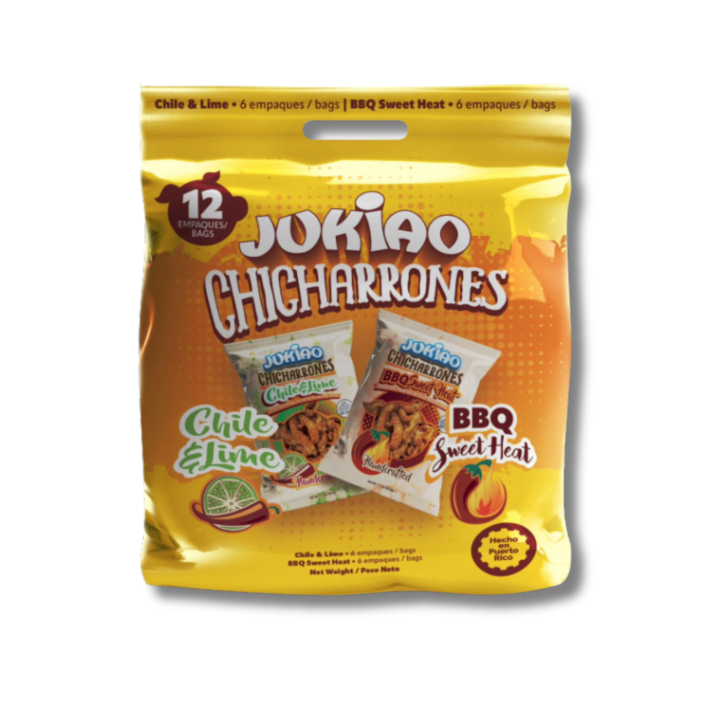 Jukiao Chicharrones Variety Pack 12 pk 🐷🔥 | Pack de Chicharrones Crujientes Individuales (1.5 oz)
