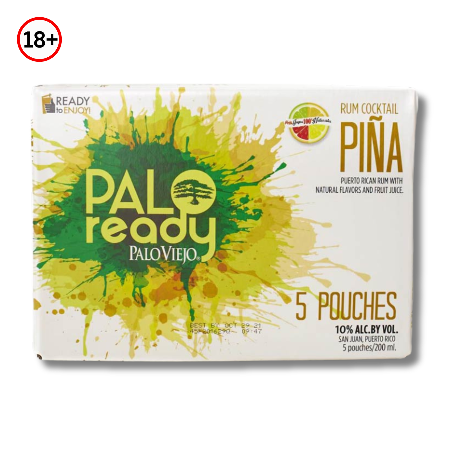 Palo Ready Rum Cocktail Piña 10% Alcohol Pack 5 Pouches 🍍 | Bebida Boricua