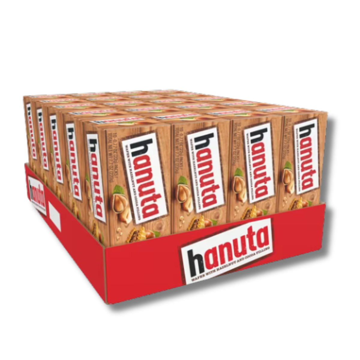 Ferrero Hanuta Obleas Crujientes con Crema de Avellanas y Cacao, Paquete de 10, 7.7 oz
