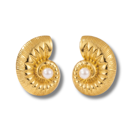 005 Aretes Ocean Roosmy Dorados con Rhinestones 🌊✨ | Pendientes Elegantes Gold Plated para Mujer