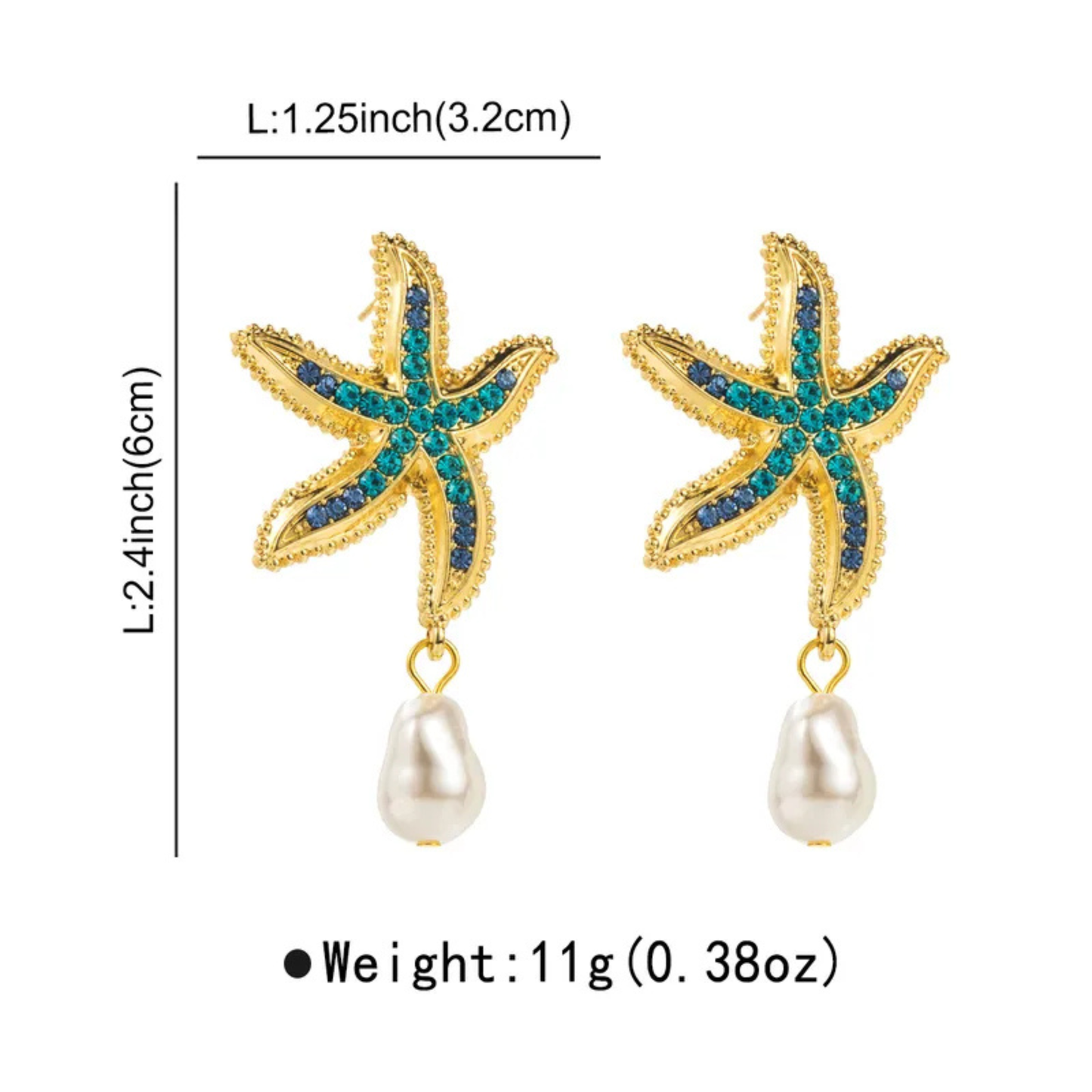 014 Aretes Star Ocean Roosmy Gold Plated ⭐✨ | Pendientes Dorados con Rhinestones para Mujer