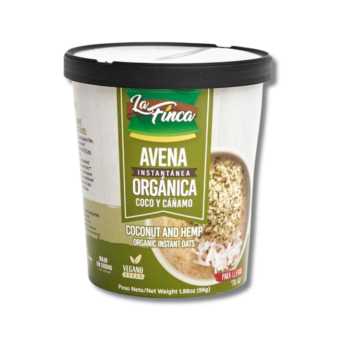 La Finca Avena Instantánea Coco y Cáñamo 1.98 oz 🥥 | Avena para Desayuno