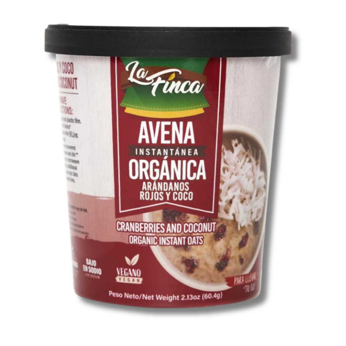 La Finca Avena Instantánea Arándanos Rojos y Coco 2.13 oz 🥥 | Desayuno Práctico