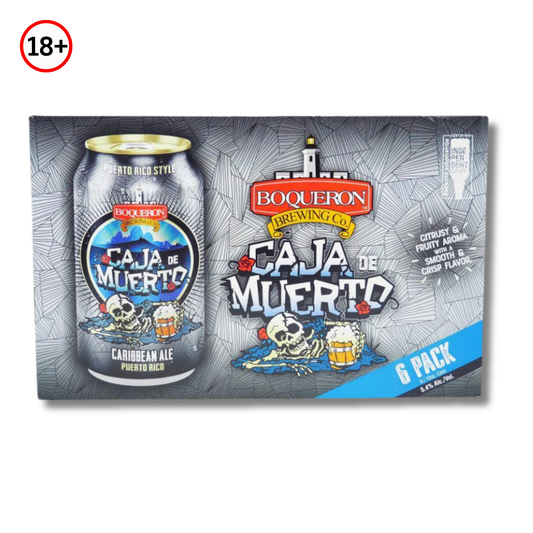 Cerveza Boquerón Caja de Muerto de Puerto Rico Pack 6 Latas (12 oz) 🍺
