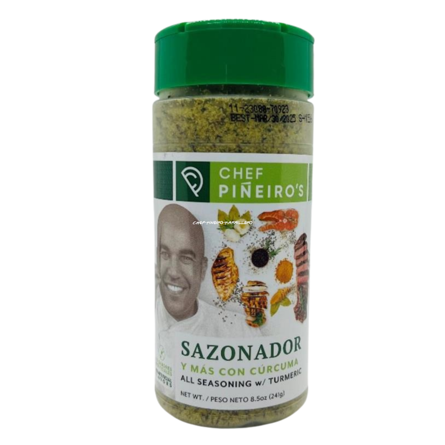 Chef Piñeiro Sazonador con Cúrcuma 8.5 oz 🌿 | Sazón Natural con Toque Dorado