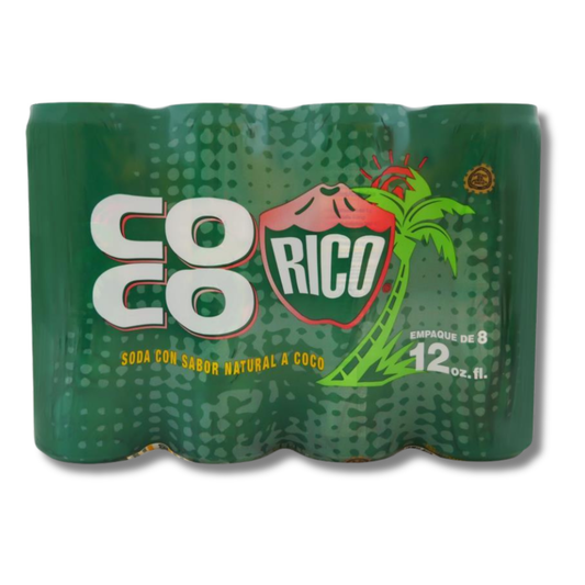Coco Rico Refresco de Coco Pack 8 Latas (12 oz) 🥥 | Bebida Tropical