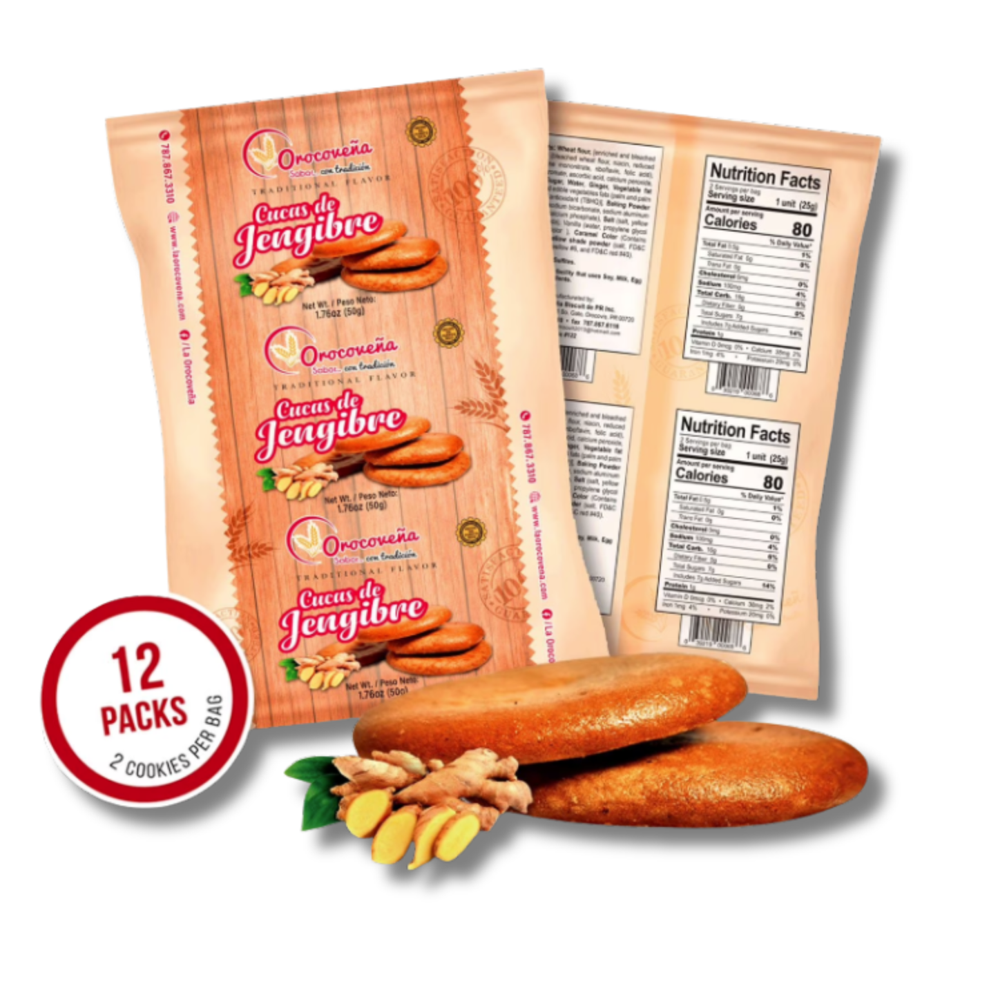 La Orocoveña Ginger Cucas Jengibre 12 Pack 🍪✨🇵🇷 | Galletas Tradicionales Boricuas de Jengibre