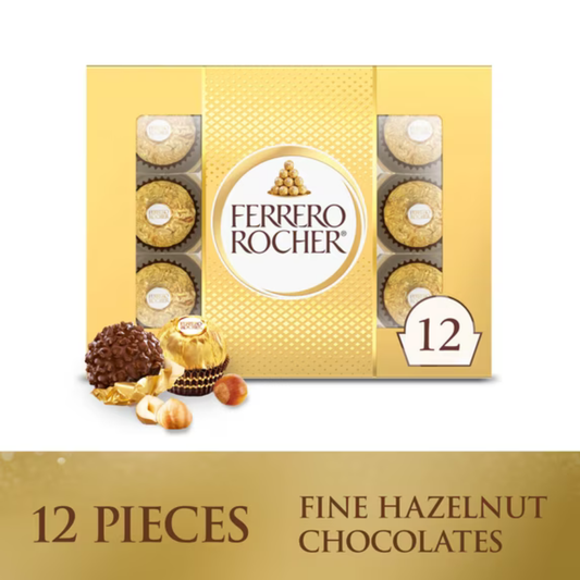 Ferrero Rocher Caja de Regalo, 12 Chocolates con Leche y Avellanas, 5.3 oz