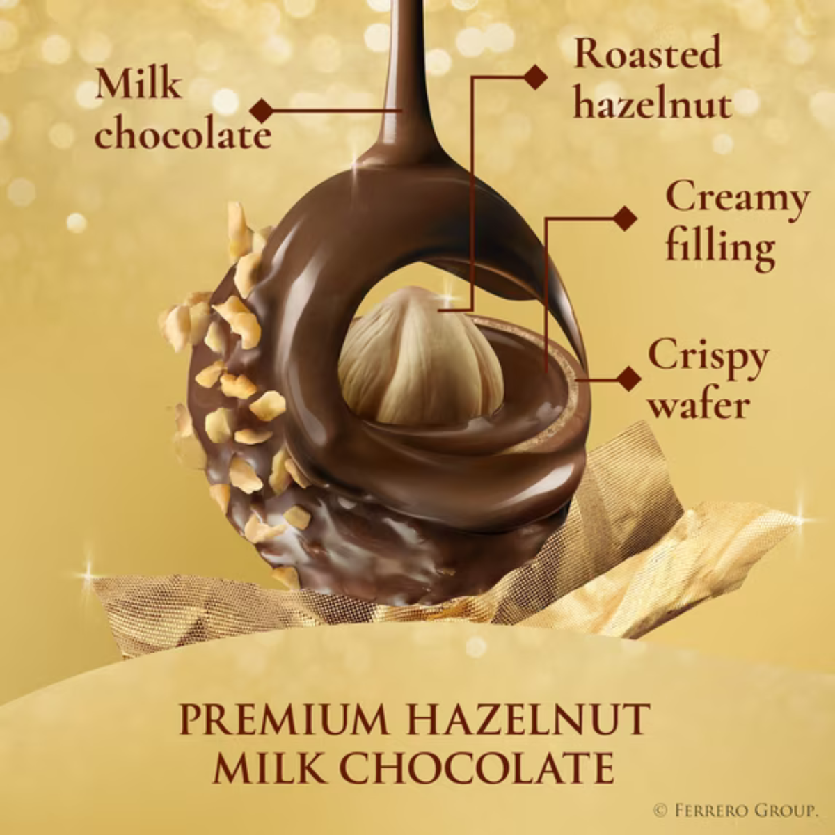 Ferrero Rocher Caja de Regalo, 12 Chocolates con Leche y Avellanas, 5.3 oz