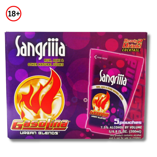 Gasolina Sangría Cocktail Pouch 7.5% Alcohol Pack 5 (6.8 oz) 🍷 | Bebida Boricua