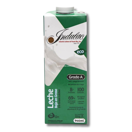 Indulac Leche UHT Baja en Grasa 1% 32 oz 🥛 | Leche de Larga Duración de Puerto Rico