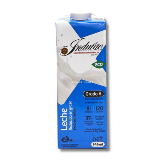 Indulac Leche UHT 2% Reducida en Grasa 32 oz 🥛 | Leche de Puerto Rico