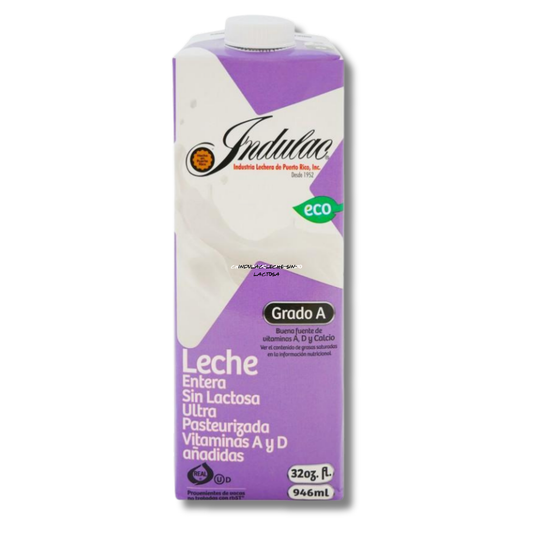 Indulac Leche Entera Sin Lactosa UHT 32 oz 🥛 | Leche de Puerto Rico Sin Lactosa