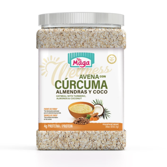 Maga Wellness Oatmeal with Turmeric, Coconut & Almonds 30 oz 🌿🥥🥣 | Avena Funcional Vegana Rica en Nutrientes