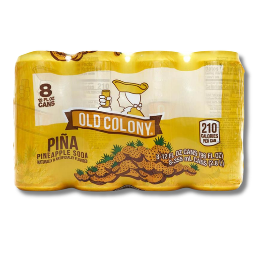 Old Colony Piña Refresco de Puerto Rico Pack 8 Latas (12 oz) 🍍