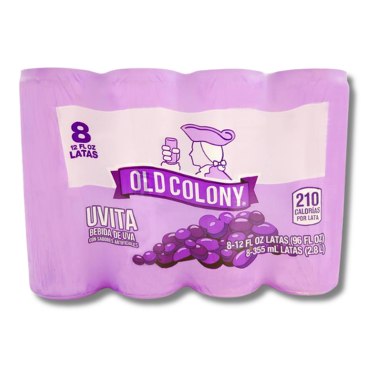 Old Colony Uva Refresco de Puerto Rico Pack 8 Latas (10 oz) 🍇