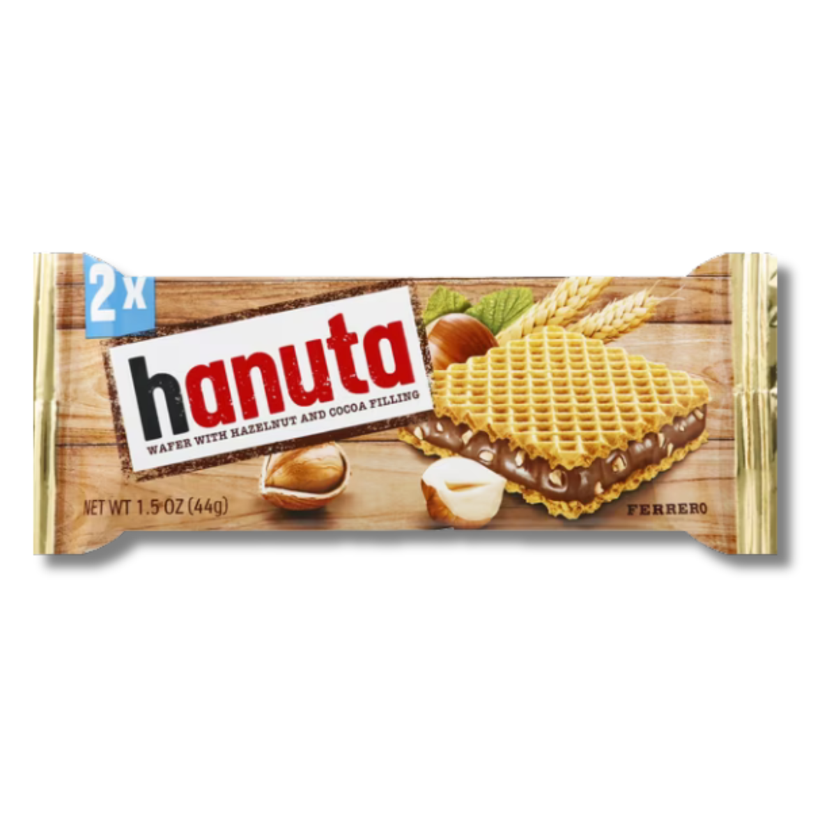 Ferrero Hanuta Obleas Crujientes con Crema de Avellanas y Cacao, 1.5 oz