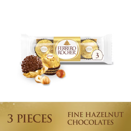 Ferrero Rocher Chocolates con Leche y Avellanas, 3 Piezas, 1.3 oz